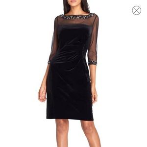 Tahari Embellished Velvet Shift Dress